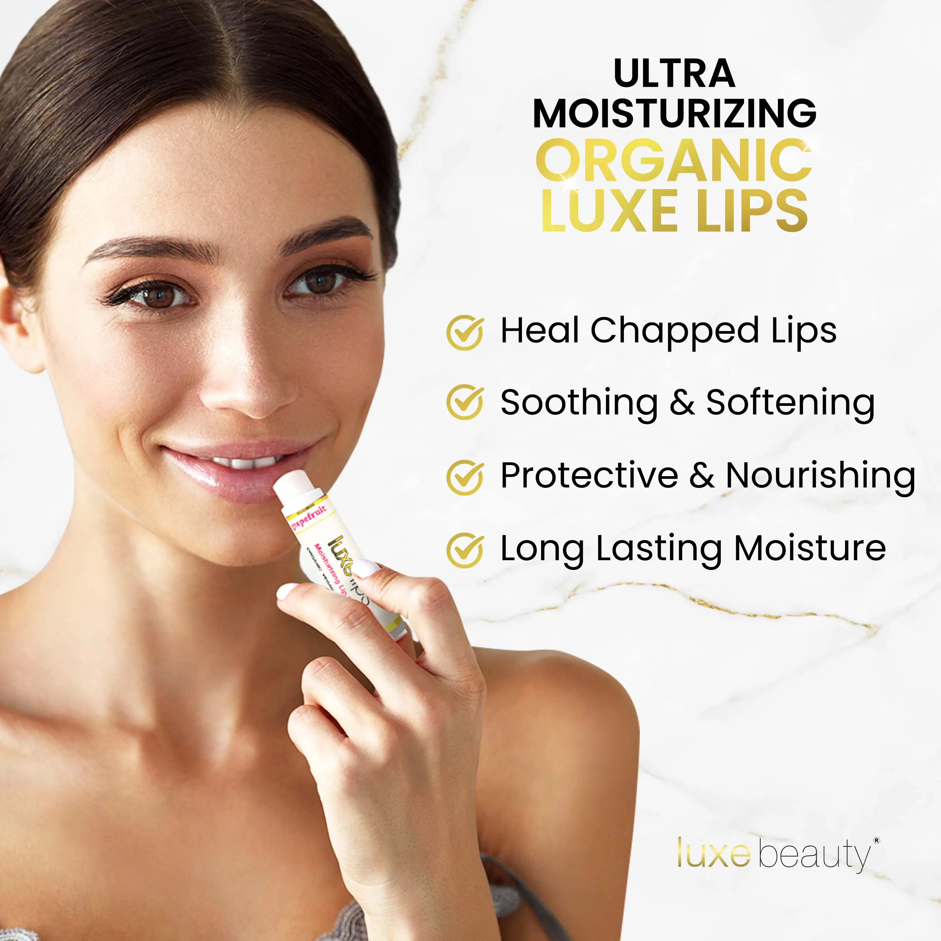Beeswax Free, Nut Free Lip Balm- Luxe Lips Caramel Popcorn