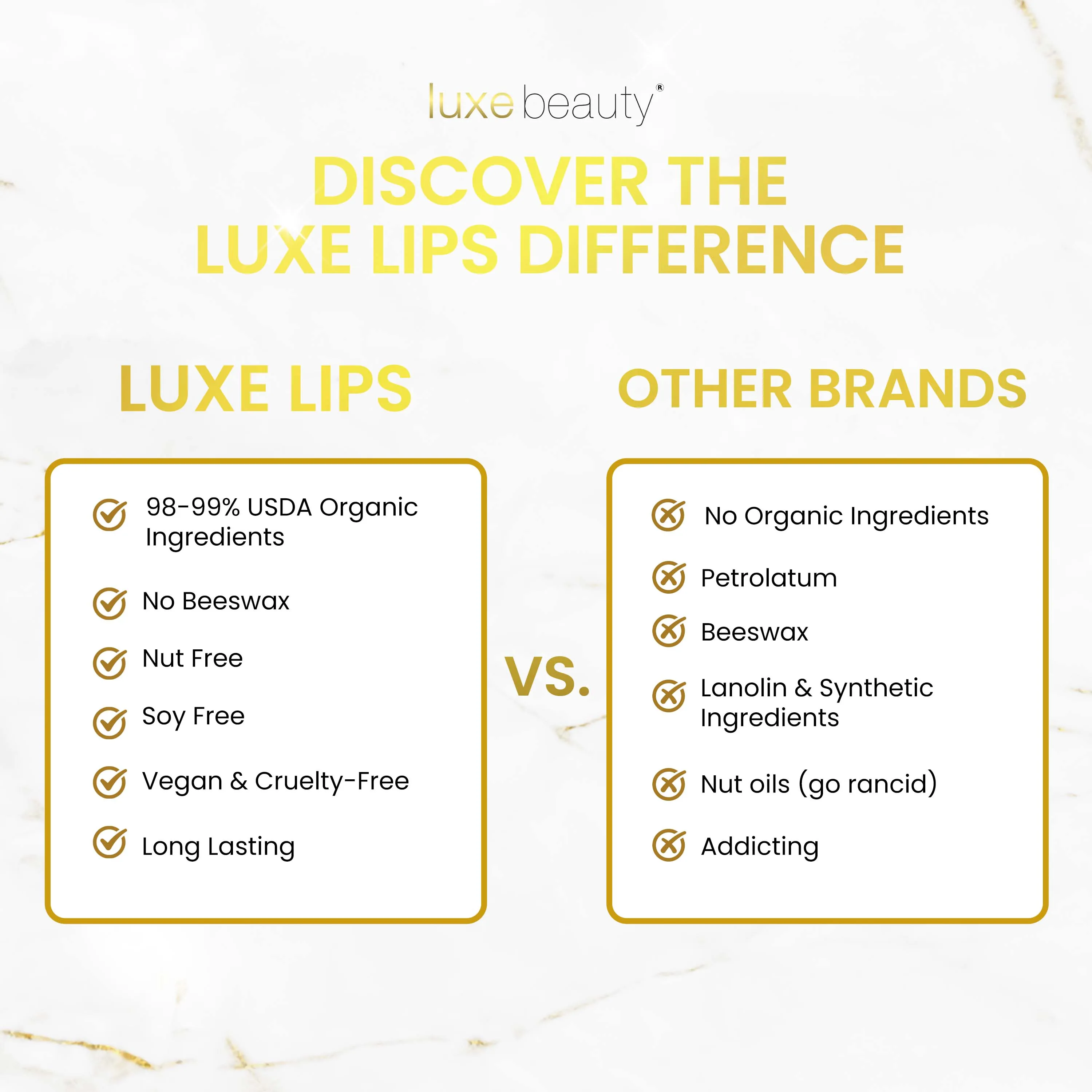 Beeswax Free, Nut Free Lip Balm- Luxe Lips Caramel Popcorn