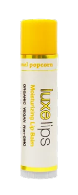 Beeswax Free, Nut Free Lip Balm- Luxe Lips Caramel Popcorn