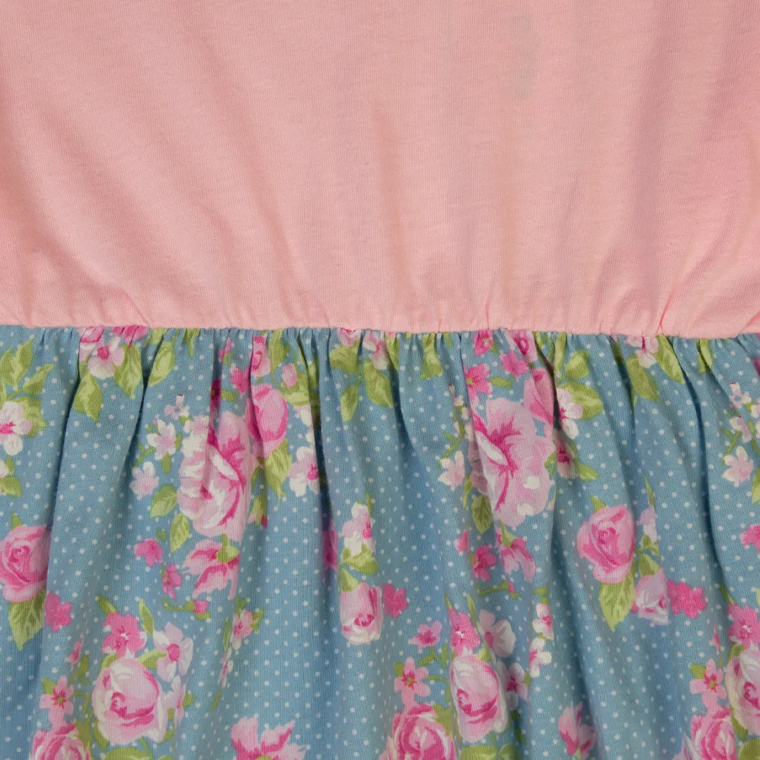 Blush Pink and Floral Long Sleeve Dress