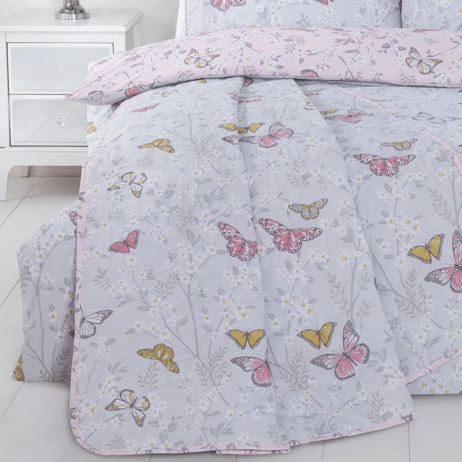 Butterfly Blush Pink Throw (240cm x 160cm)